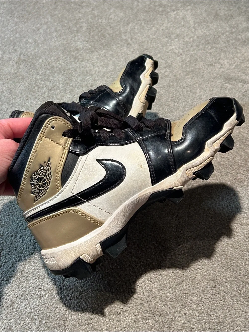 Nike Jordan Black, White & Gold High-Top Cleats